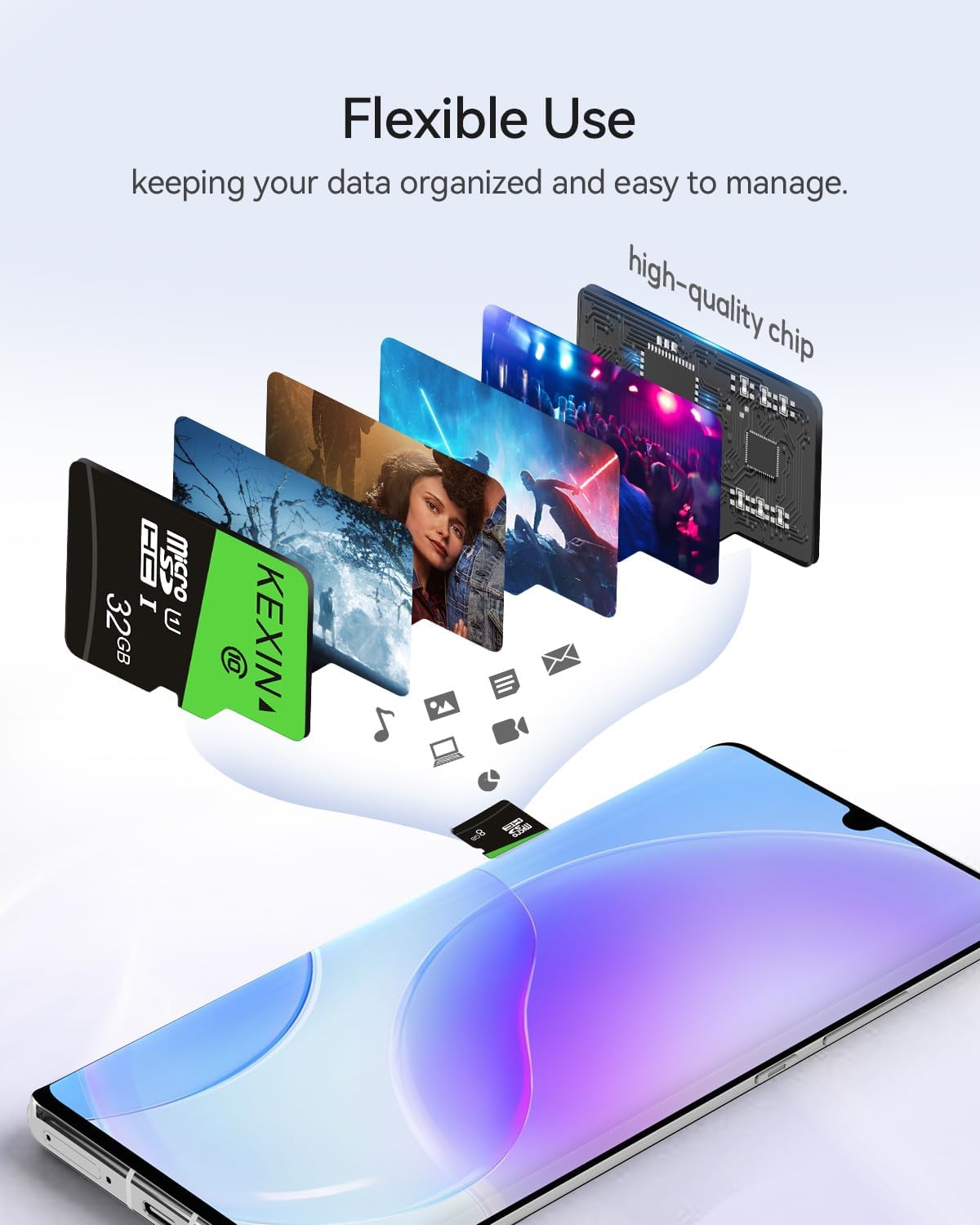 KEXIN 32GB 5 Pack C10 U1 5 Pack 32 Micro SD Card with SD Adapter microSDHC Memory Card UHS-I Micro SD Card Full HD High