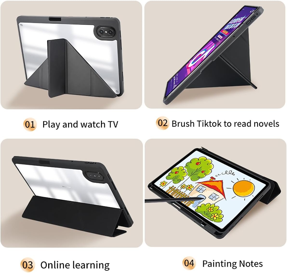 LGZADD 11/10.95 Compatible with Huawei Matepad Smart Tablet Cover Case,Slim Protective Folio Shell Cover,Could