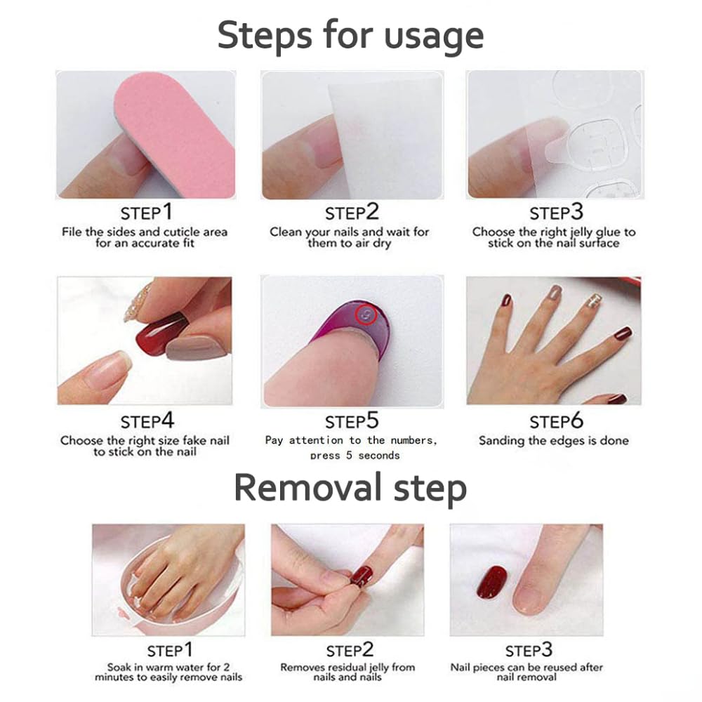 MAGLFELL Press On Nails - Handmade Almond short Nails, Painting French 3D Stars Art Design press ons, Reusable Artificial False Nails for Women 10 Pcs Acrylic Nails Kits (Size M)