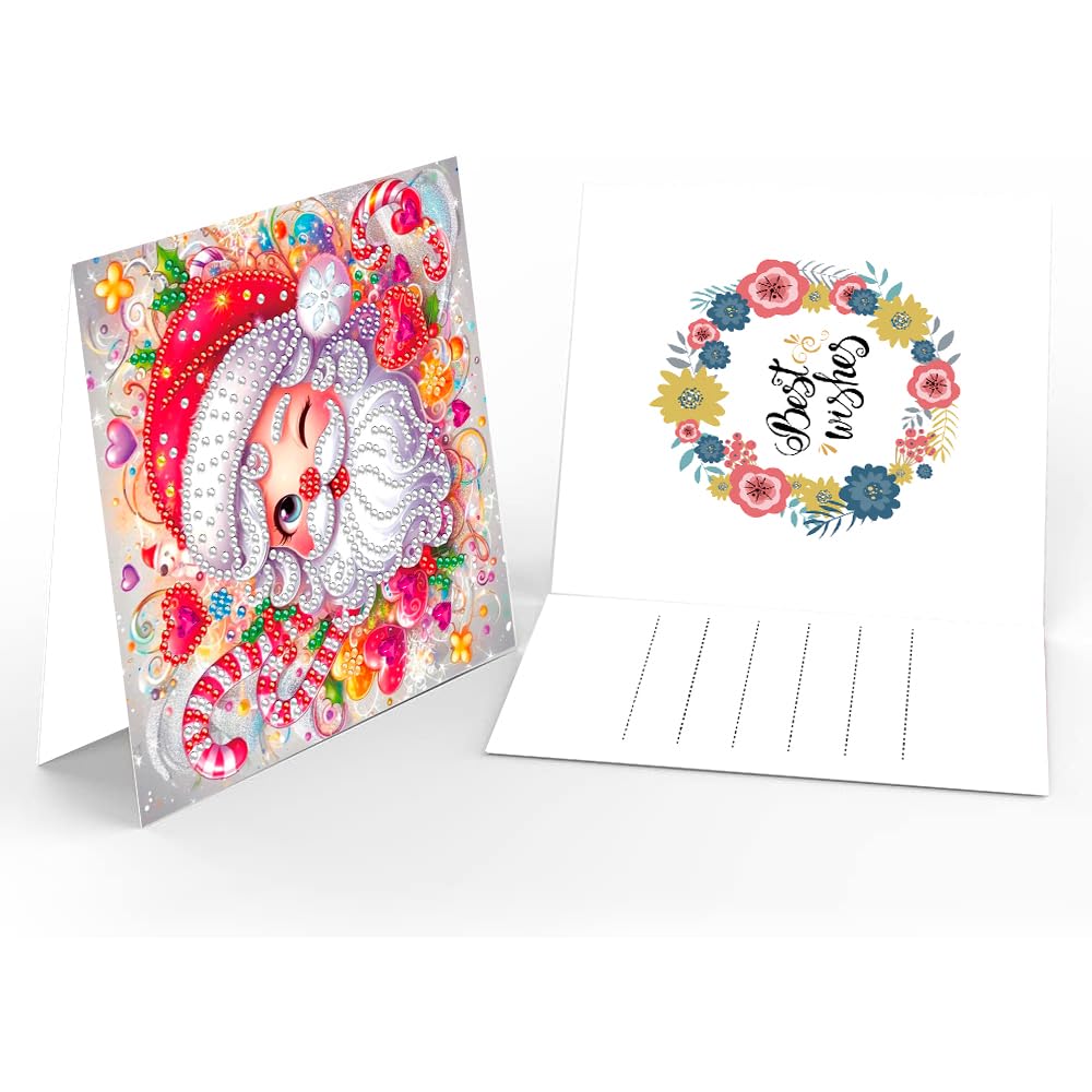 ACSAUMMY Diamond Art Painting Christmas Cards, 12 Pack DIY 5D Diamond Greeting Cards Kits for Adults Diamond Xmas Greeting Cards with Envelopes Gem Christmas Gifts for Families, Friends, Partners