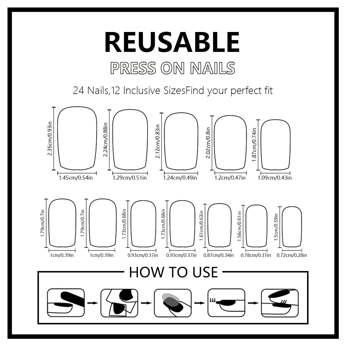 Black White Press on Nails Medium Oval Fake Nails Glossy False Nail with Designs Polka Dot | Leopard | Bow,Y2K Reusable Glue on Nail Full Cover Stick on Nails for Women Manicure 24Pcs