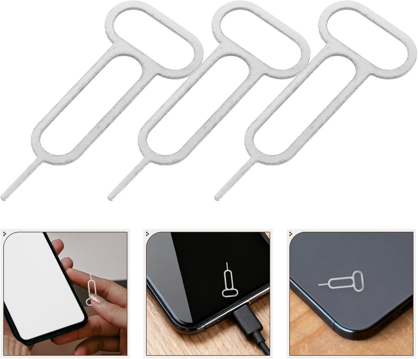 300pcs Set Mikikit Universal Sim Card Ejector Tool with Keychain for Mobile Phones, Sim Pin Removal Opening Tool