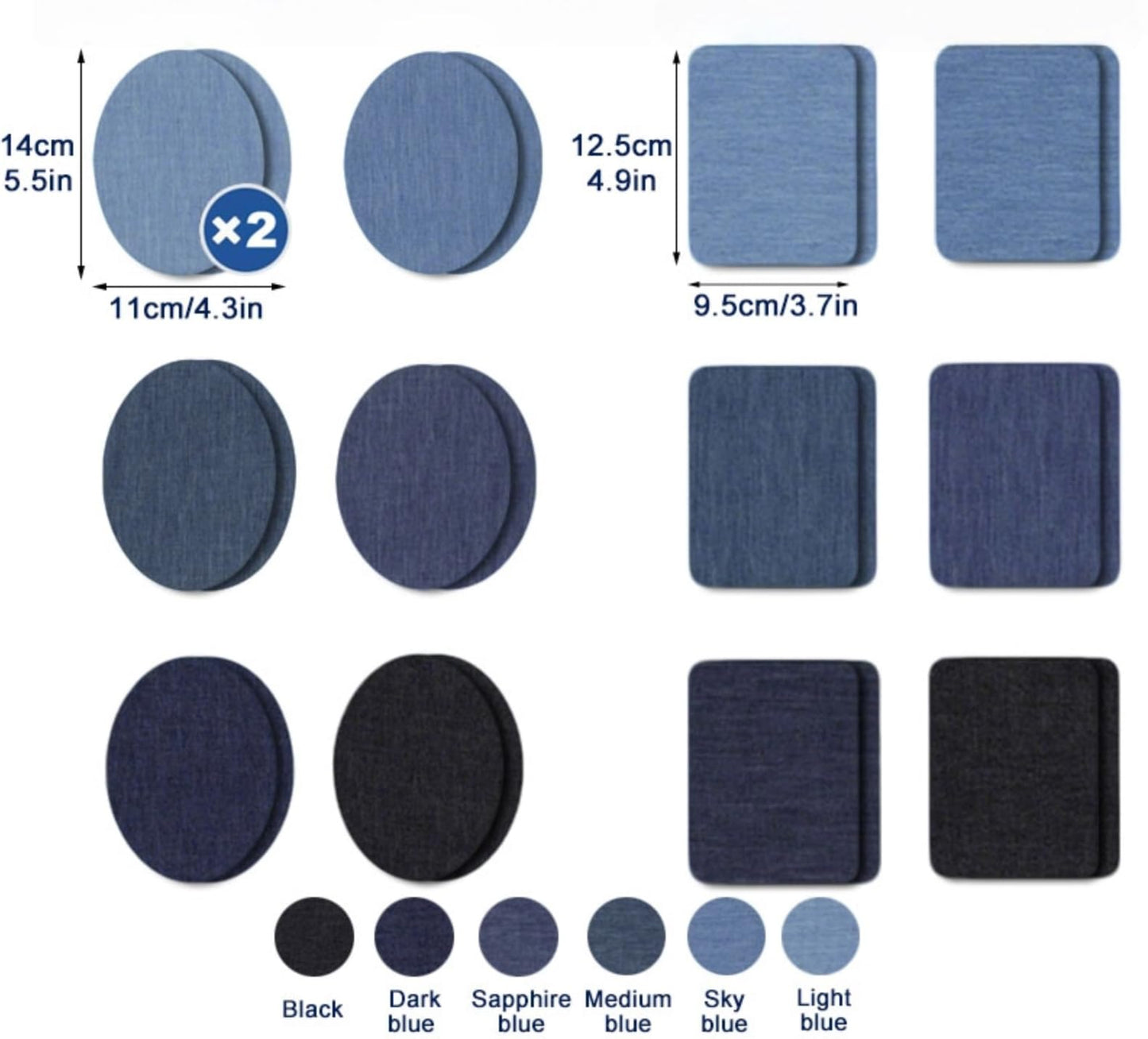 Amcupider Denim Iron On Patches for Jeans Inside Repair Heavy Duty Invisible Fabric Patch for Clothing Jackets Bags Jean Patches (12 pcs Oval and 12 pcs Rectangle)