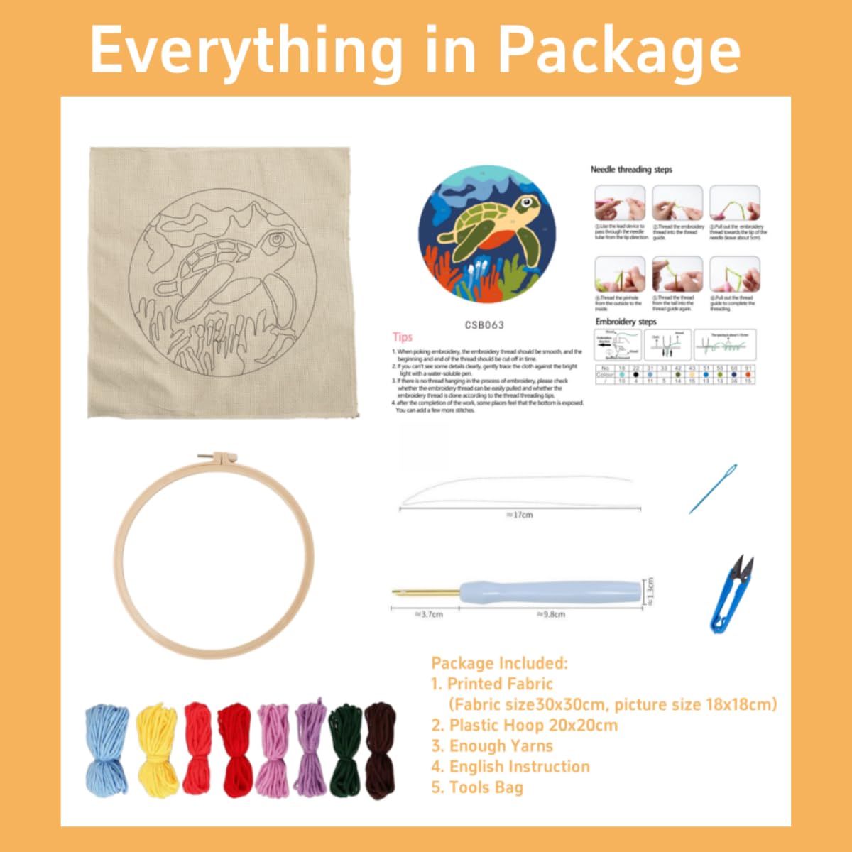 DIY Punch Needle Kits Little Sheep Green Grass Easy for Beginners Punch Needle Embroidery Set for Craft Lovers with Printed Pattern and Hoop for Home Decor 20x20cm-3