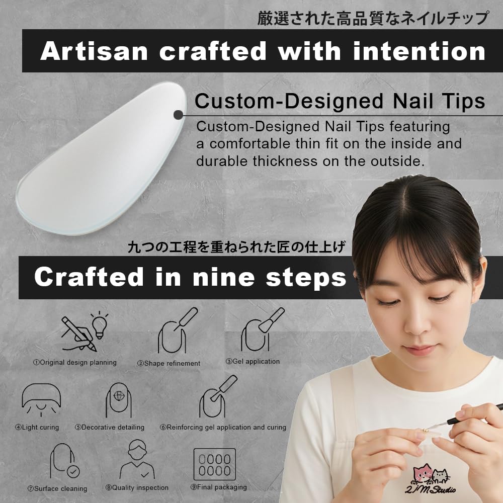 2IM Studio Handmade Press On Nails – 10 Piece Soft Gel Nail Kit with Glue & Tool Set, Reusable Artisan Nails, Salon-Quality Finish (Sunset Palm-XS)