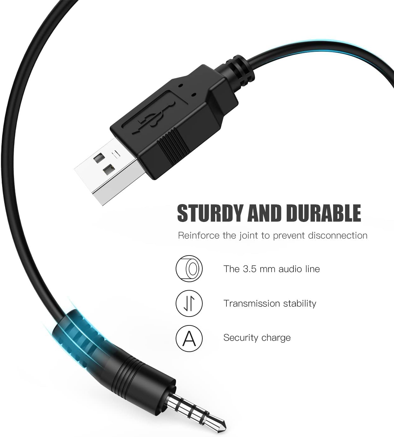 Luventg 3.5mm 3.3 MP3, USB Charger Cable - ft, Male AUX Audio Jack to USB Male Charge Adapter, Compatible