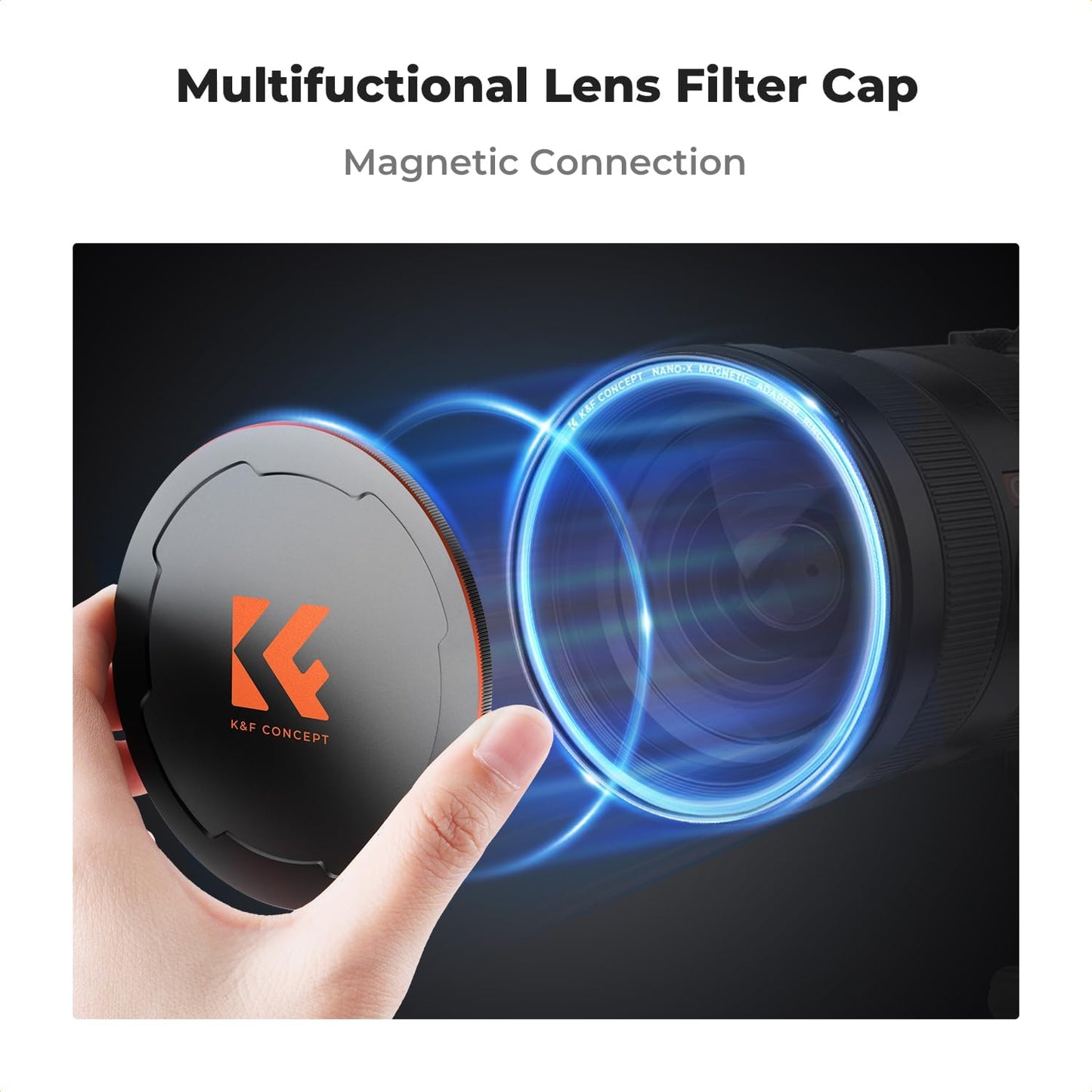 K&F CONCEPT 86mm 2-in-1 Thread & Magnetic Lens Filter Cap Only Compatible with K&F Magnetic Swap System