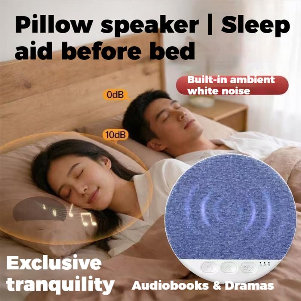 5.4 Bluetooth Pillow Speaker for Sleeping, Under Pillow Speaker Bluetooth with White Noise, Ultra Slim Blue-Tooth