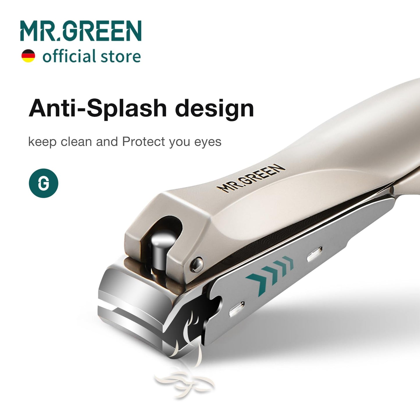 MR.GREEN Nail Clippers Stainless Steel Anti Splash Fingernail Cutter Manicure Tools Bionics Design Pedicure Scissor Nail Trimmer (Nail Clipper (Large)+Nail File)