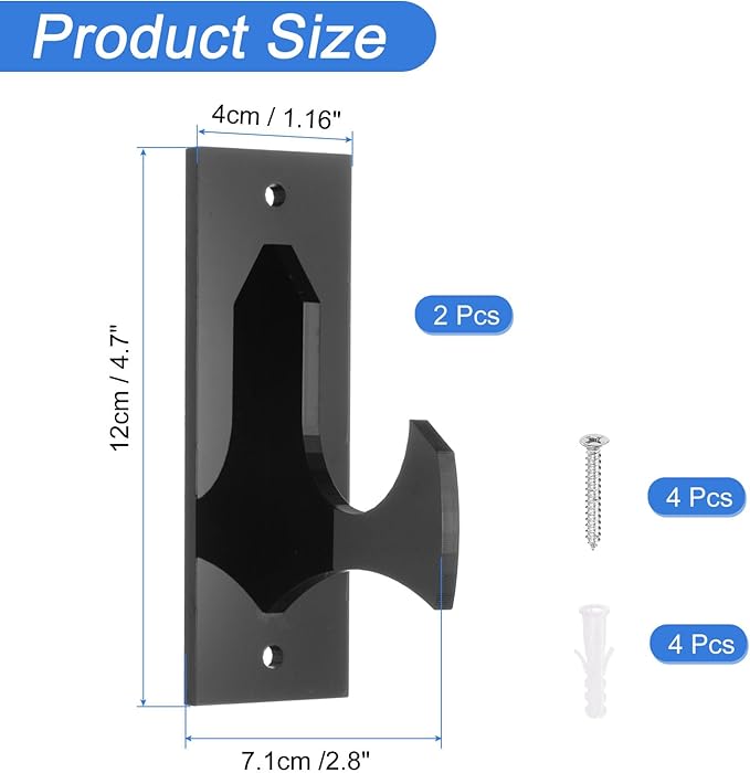 uxcell 2 Pcs Sword Holder Wall Mount Sword Racks Acrylic Wall Sword Display Hanger with Mounting Tools for Knife Martial Arts Sword Placement Display, Black