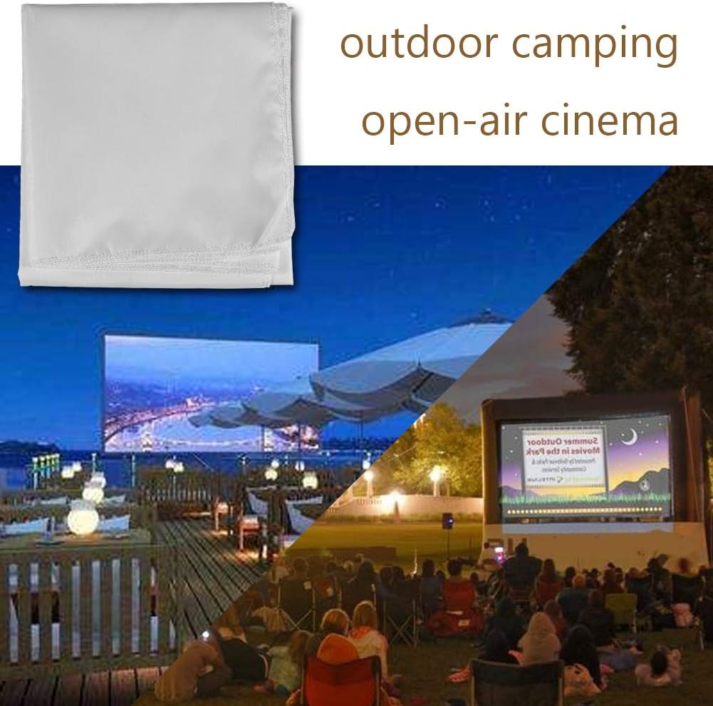 Zopsc 60-120 Inch 16:9 Anti-Reflective(84inch) Portable Projection Screen White Synthetic Polyester Fabric Projector