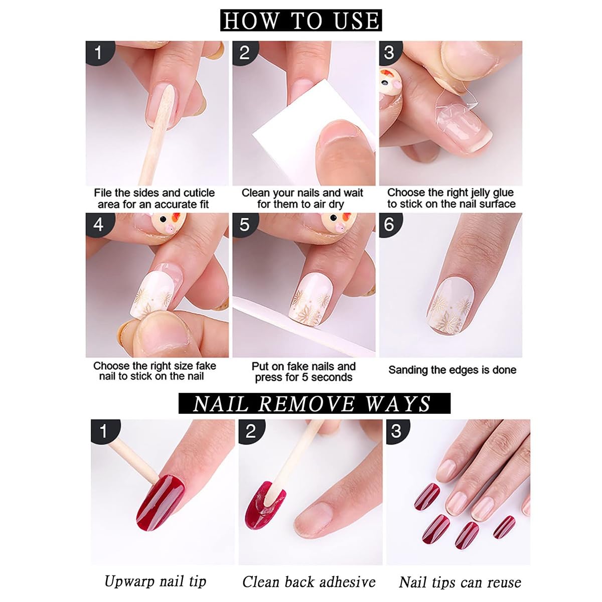 Flowers Press on Nails Medium Almond Fake Nails with Glue Pink Gradient Flower Butterfly Design Acrylic Nails for Women DIY Manicure Decoration 24PCS