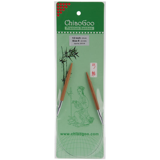 ChiaoGoo Bamboo Circular 12" Knitting Needles: Size 8