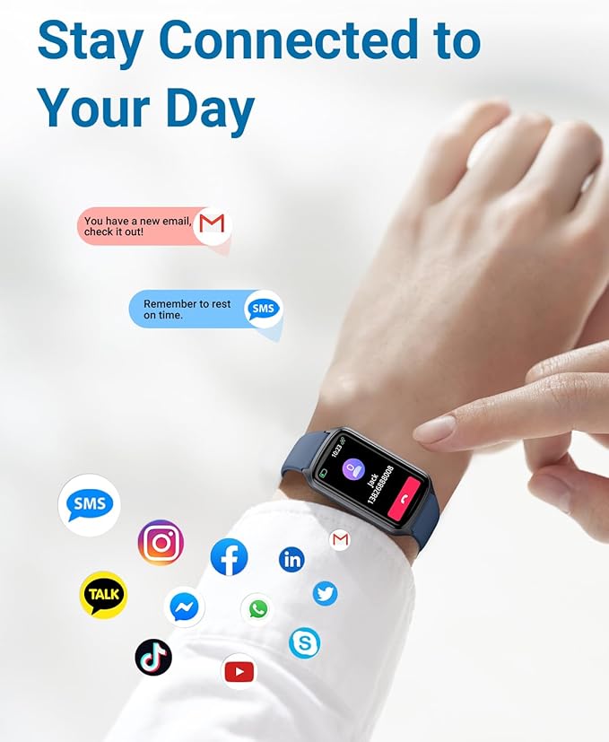 Health Fitness Tracker with 24/7 Heart Rate, Blood Oxygen, Blood Pressure, Sleep Tracker, 5ATM Waterproof Activity Trackers with Step Tracker, Pedometer (S & L Bands Included)