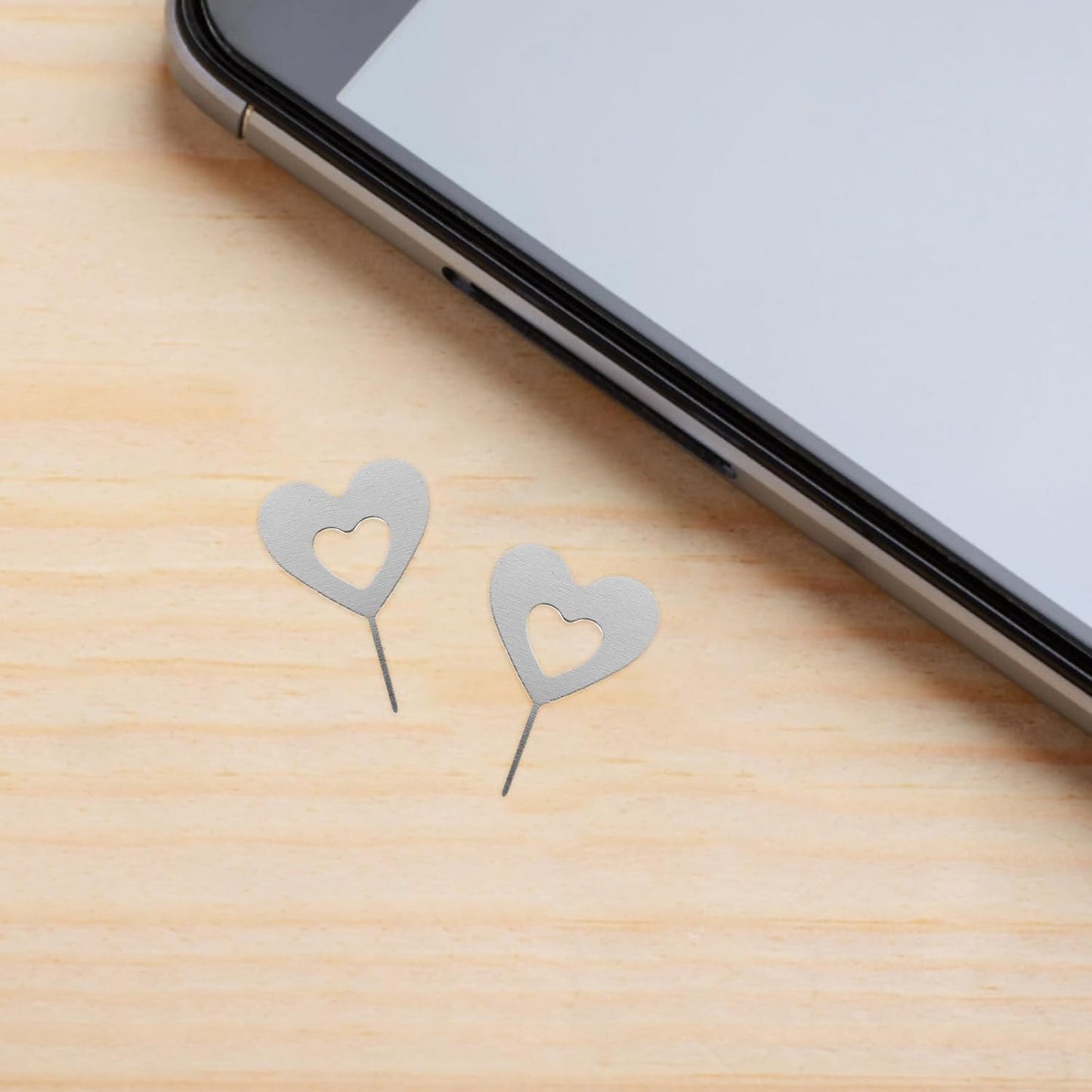100pcs VALICLUD Heart-Shaped Sim Card Pin Ejector Tool Universal Sim Tray Remover Needles for Smartphones and Tablets