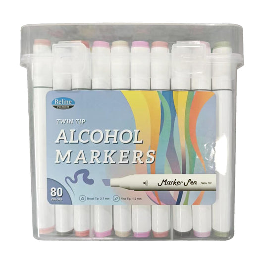 Reline PREMIUM 80 Colors Alcohol Markers, Dual Tip Alcohol Based Art Markers, Brush Tip Mark Pens with Case for Adult Coloring Hand Lettering