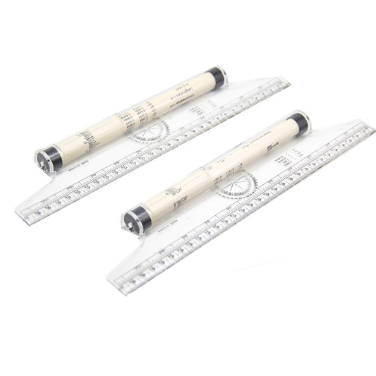 Plastic Measuring Rolling Ruler, Pack of 2, Multifunctional Measuring Rolling Ruler Drawing Roller Ruler, Ruler for Measuring, Drafting, Student, School, and Office, 12 Inches