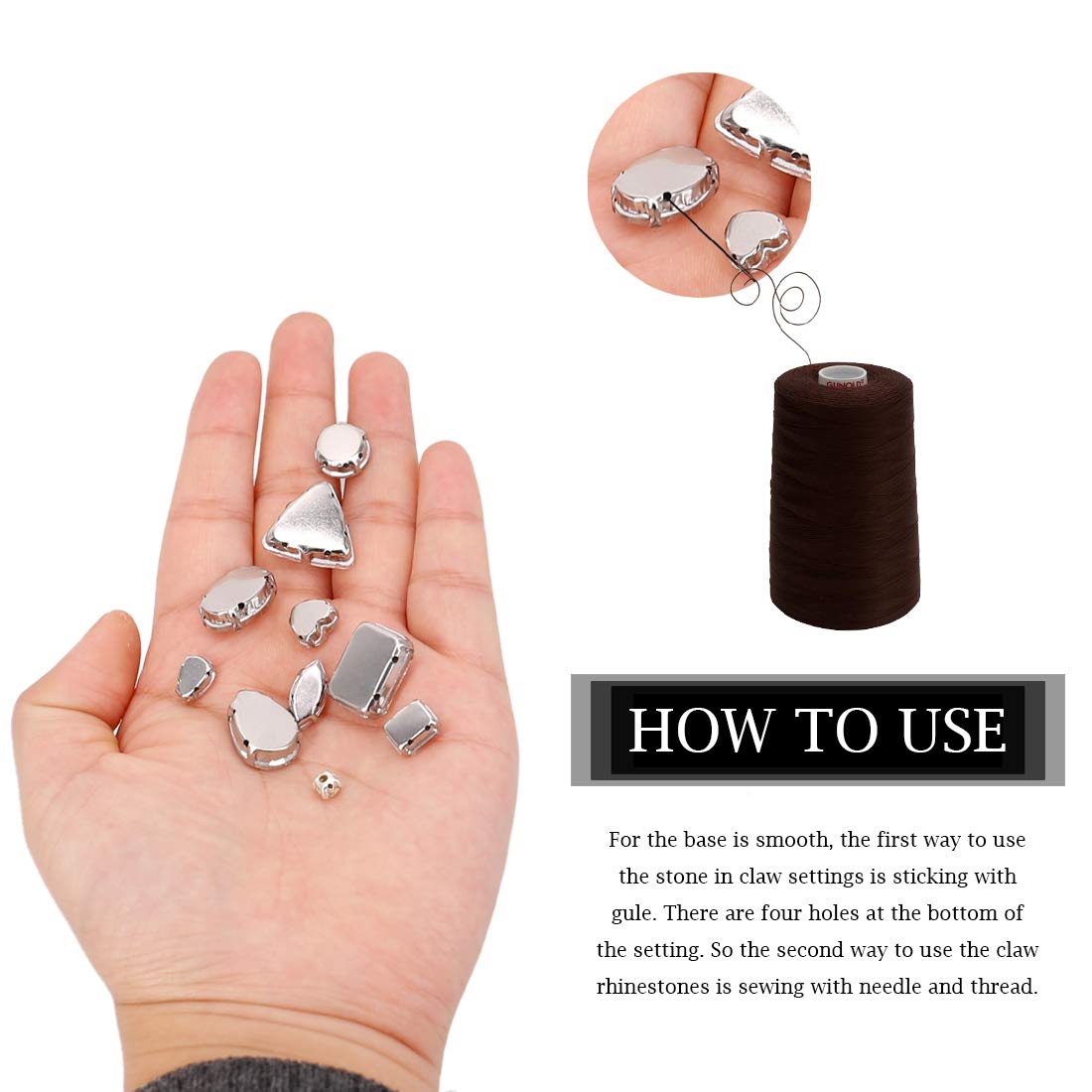 TANOSII Sew on Rhinestones 100 PCS Mixed Shapes Glass Rhinestones Sew on Crystal Gems Mental Flatback with Silver Claw for Jewelry Crafts Clothes Shoes Costume Garment Mixed Colors B
