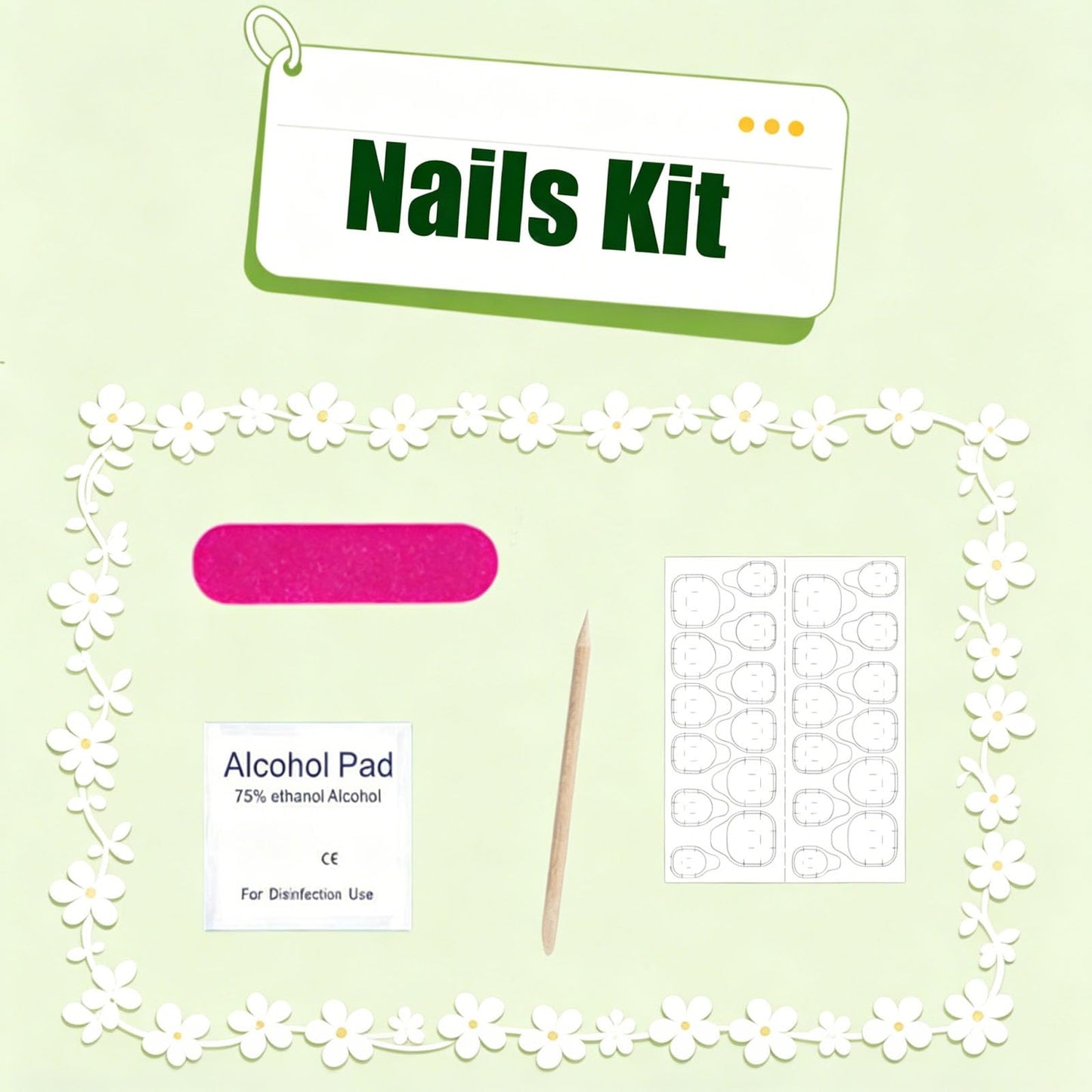 Spring Press on Nails Short Square False Nails Press ons Black Acrylic Glue on Nail with Colorful Flowers Design, Black Full Cover Set Artificial Cute Manicure Stickers for Women 24Pcs