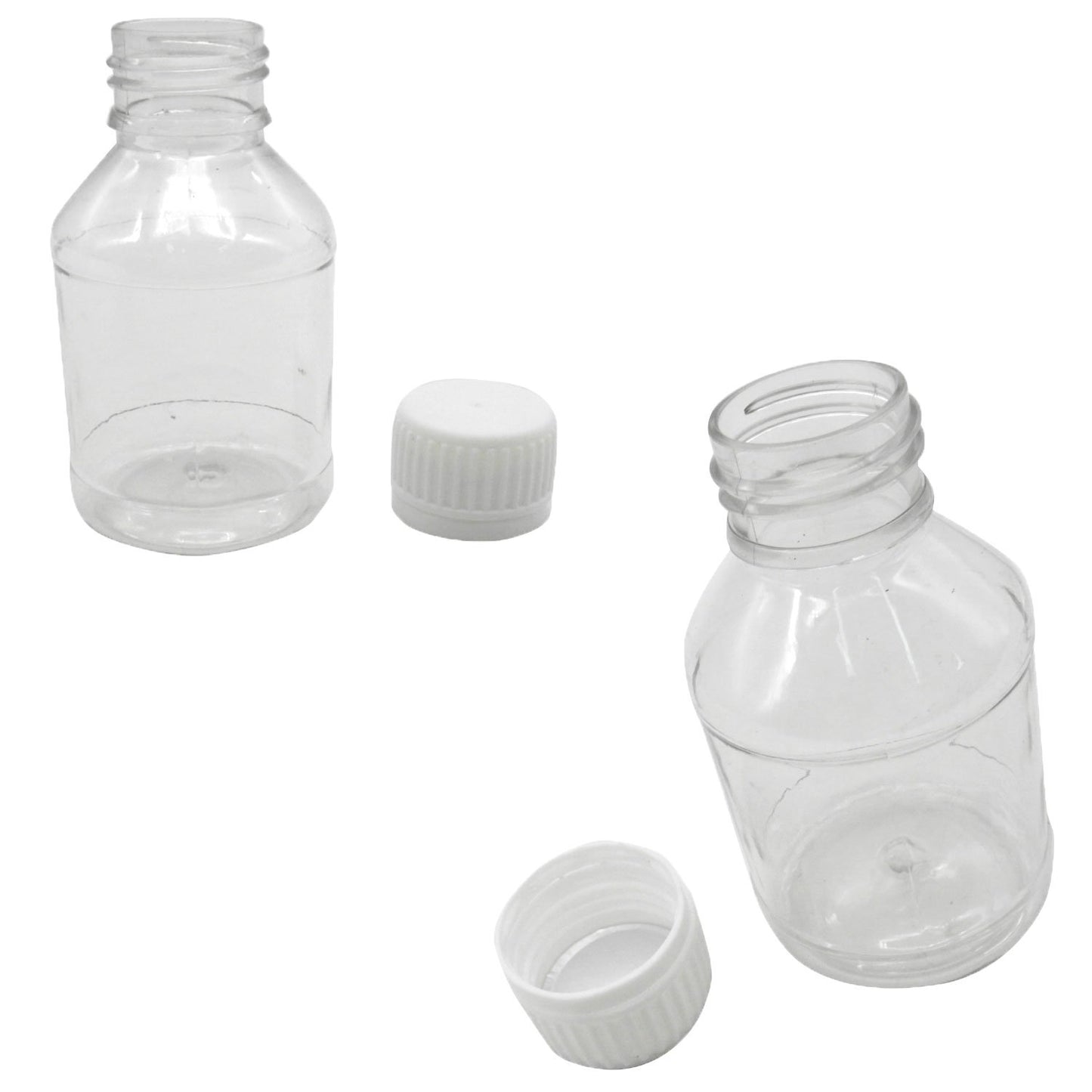 TRENDBOX Pack of 50 - Clear Empty PET Mini Storage Bottles Hard Plastic Durable Turn Screw Cover Cap Round Filling Liquid Rhinestones Water Container