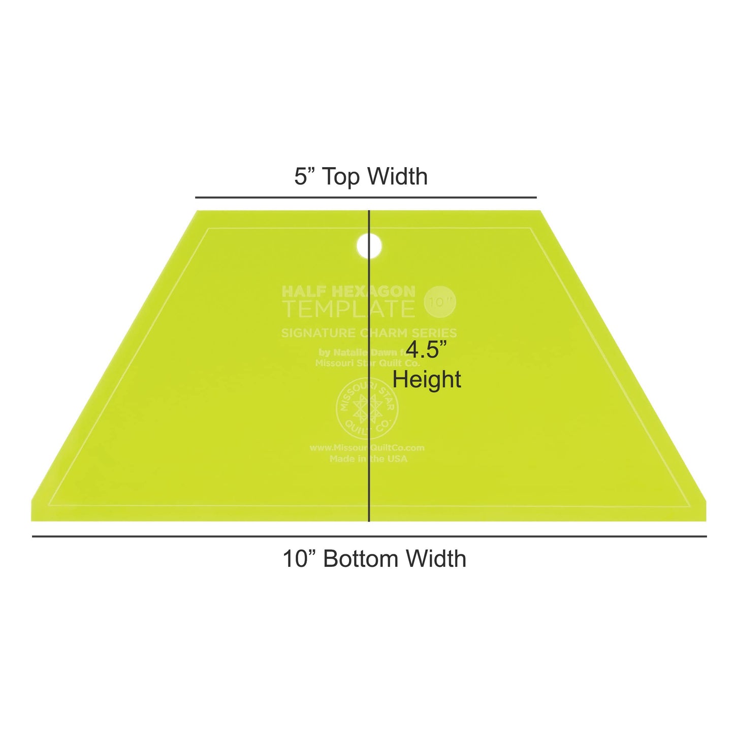 Acrylic Quilting Template, Half Hexagon | For Use with 10” Precut Fabric Squares | Layer Cake Patchwork Quilt Supplies for Cutting Patterns, Sewing, and DIY Blanket Making Projects
