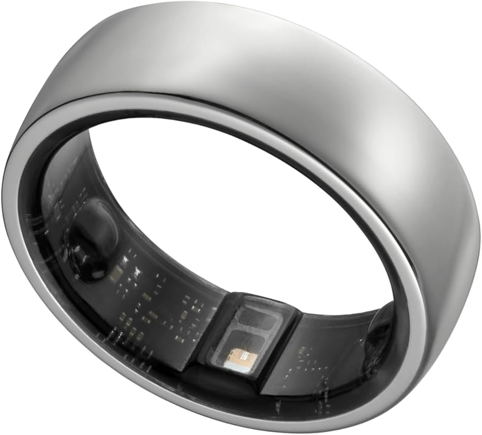 Smart Ring, Activity Trackers, Sleep Ring, Fitness Tracking, Stress Tracker, Heart Rate, Meditation, Temperature, Respiratory, No App Subscription, Women, Men, iOS, Android (Silver, 10)