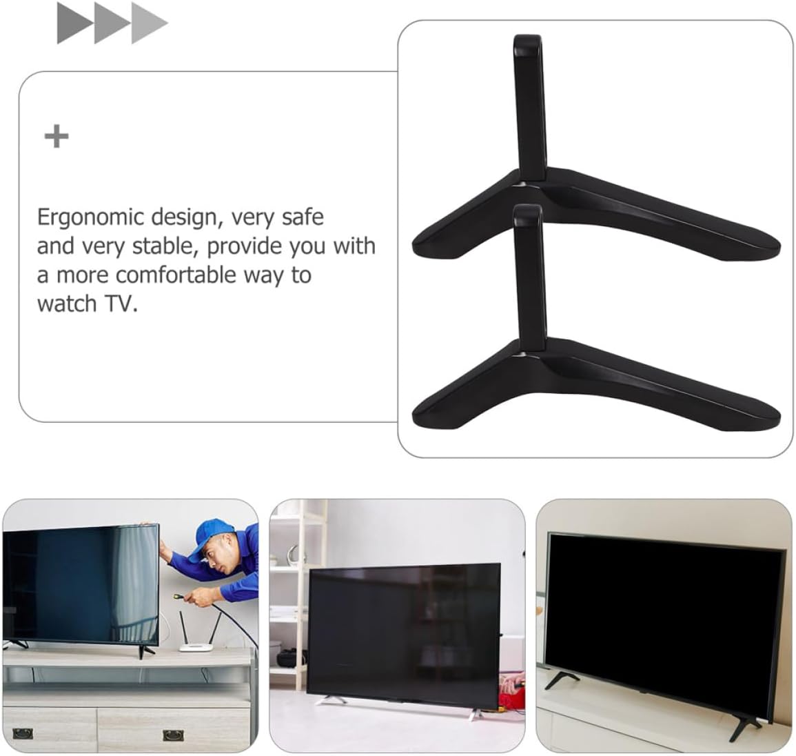 Kisangel Universal Aluminum TV Stand Legs Pair, No-Drill Stable TV Bracket for Small Bedroom Televisions, Heavy-Duty