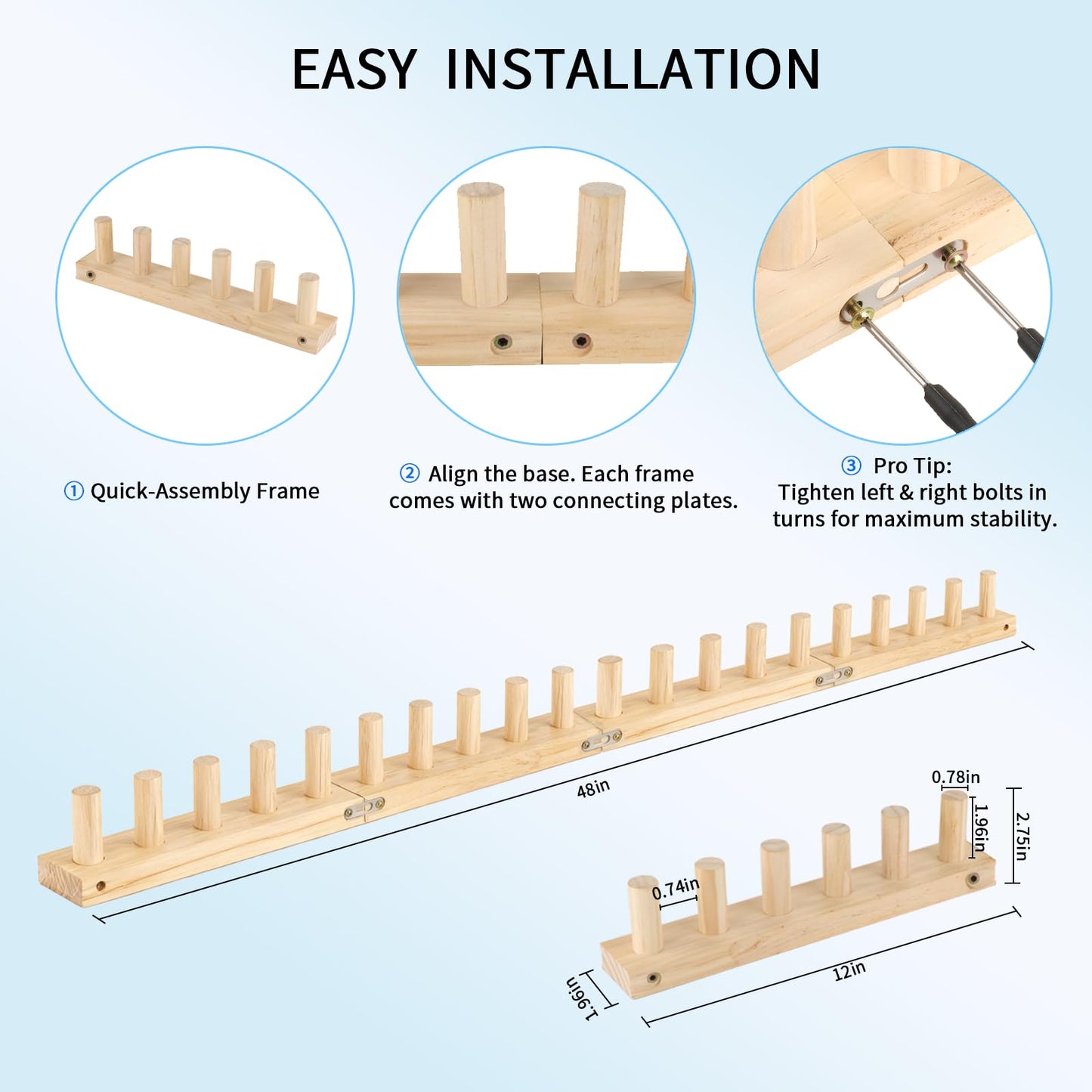 Craftspire 48" Large Chunky Knitting Loom Kit for Beginners - Adjustable Wood Frame for No-Needle DIY Blankets, Scarves & Throws | Relaxing Craft Gift for Stress Relief & Home Decor
