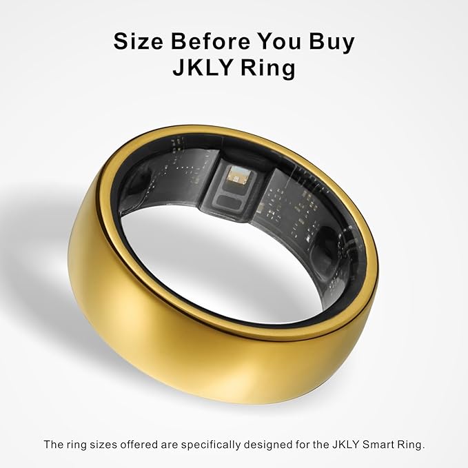 Smart Ring, Activity Trackers, Sleep Ring, Fitness Tracking, Stress Tracker, Heart Rate, Meditation, Temperature, Respiratory, No App Subscription, Women, Men, iOS, Android (Golden, 11)