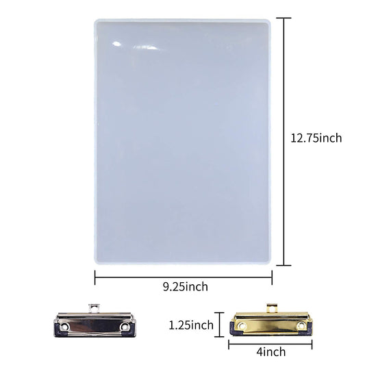 EDOBLUE Clipboard Resin Mold - A4 Letter Size Vertical File Folder Geode Agate Epoxy Silicone Molds with 2PCS Metal Accessories Making File Folder Portfolio Drawing Board