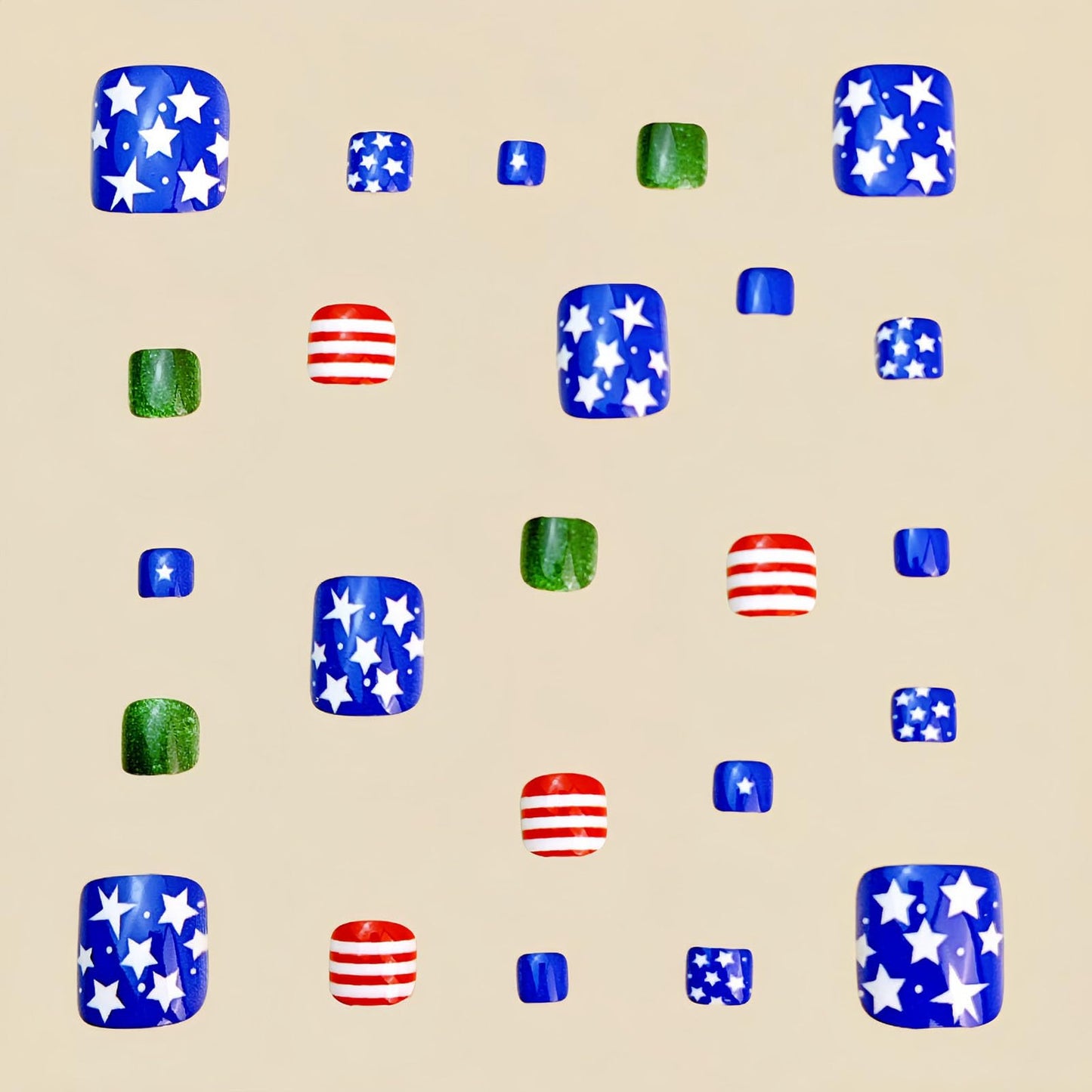 RUOKEXIN 4th of July Press on Toenails Short Square Fake Toenails with American Flag Designs 250th Anniversary USA Toe Nail Press ons Sparkly Artificial Nails for Women 24Pcs