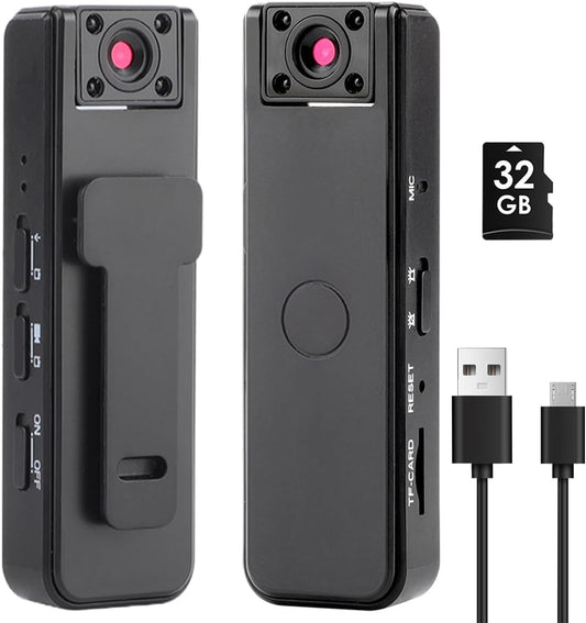 WAONIQ 32g 1080p 180 500mAh Body Cameras with Audio and Video Recording, HD Wearable Camera with Night Vision