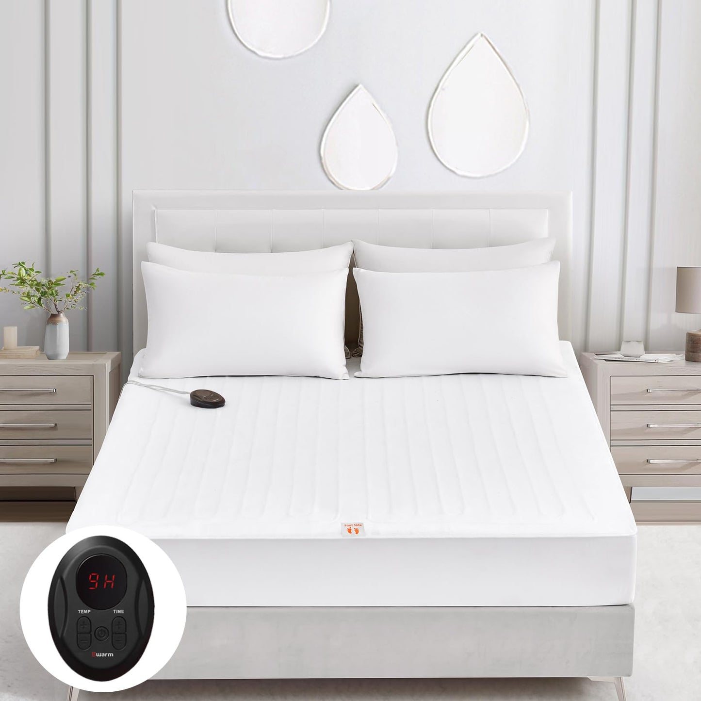 Bwarm Electric Heated Mattress Pad Twin XL Size, 39" x 80", Bed Warmer, 9 Heat Settings, 1-12 Hours Auto Off, Deep Pocket, Fast Heating, Machine Washable, Soft and Cozy