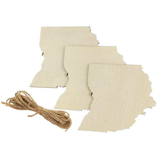 30 Pack 4 Inch Wooden Ohio State Shaped Cutouts Unfinished Wood Ohio Map Sign Craft Gift Tags Ohio State Wooden Paint Crafts for Home Party Decoration Craft Project