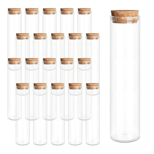 21-Pack 0.74 oz (22 ml) Glass Bottles & Test Tubes with Cork Stoppers – for Spell Jars, Spice Storage, DIY Favors, Travel Memories, Plant Propagation – Empty Recyclable Containers for Crafts, Kitchen