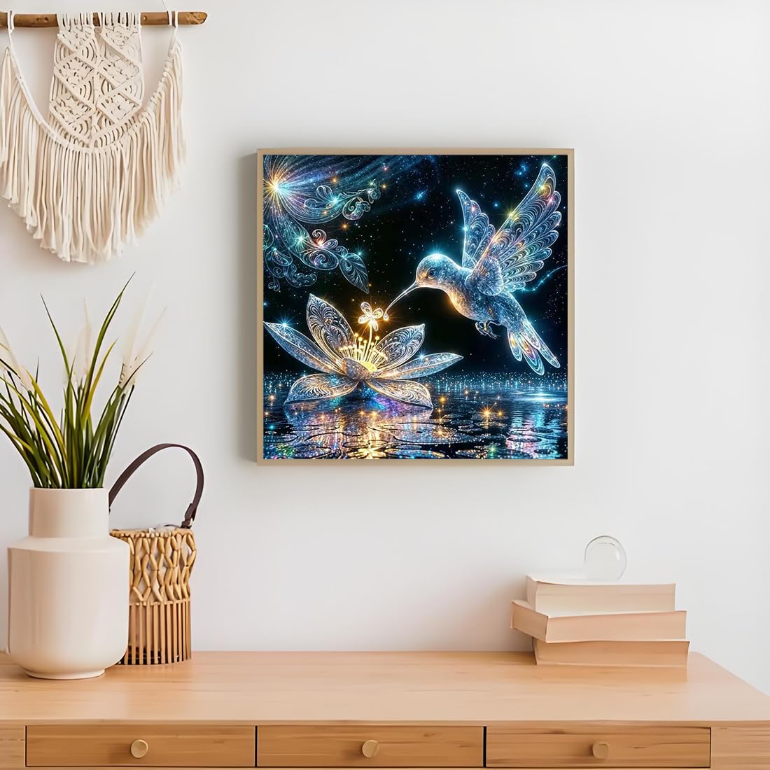 SHICERNHJ Hummingbird Diamond Art Kits for Adults,DIY Bird Diamond Painting Kits Round Diamond Dots for Adults,5D Full Drill Painting Kit Art and Crafts for Adult Home Wall Decor 14 X 14inch