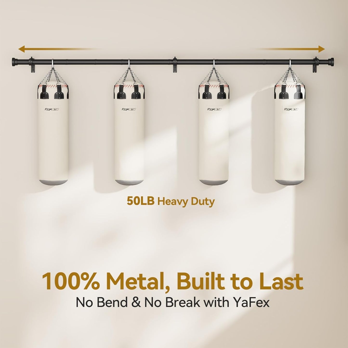 YaFex Curtain Rods - Heavy Duty 1 Inch Adjustable Window Treatment Rods | 32-118 Inch, Black Finish