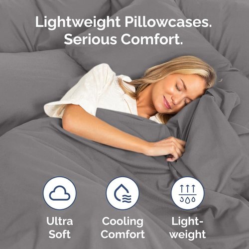 King Pillow Cases by [Brand Name] - Ultra Soft Hotel Quality Covers | Wrinkle-Free & Fade Resistant - 4 Piece Set in Dark Grey