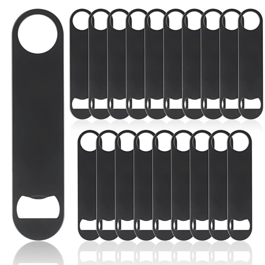 QTLCOHD 20 Pack Flat Bottle Opener 7 Inch Stainless Steel Bottle Openers Bulk Black Beer Bottle Opener Bartender for Kitchen Bar or Restaurant