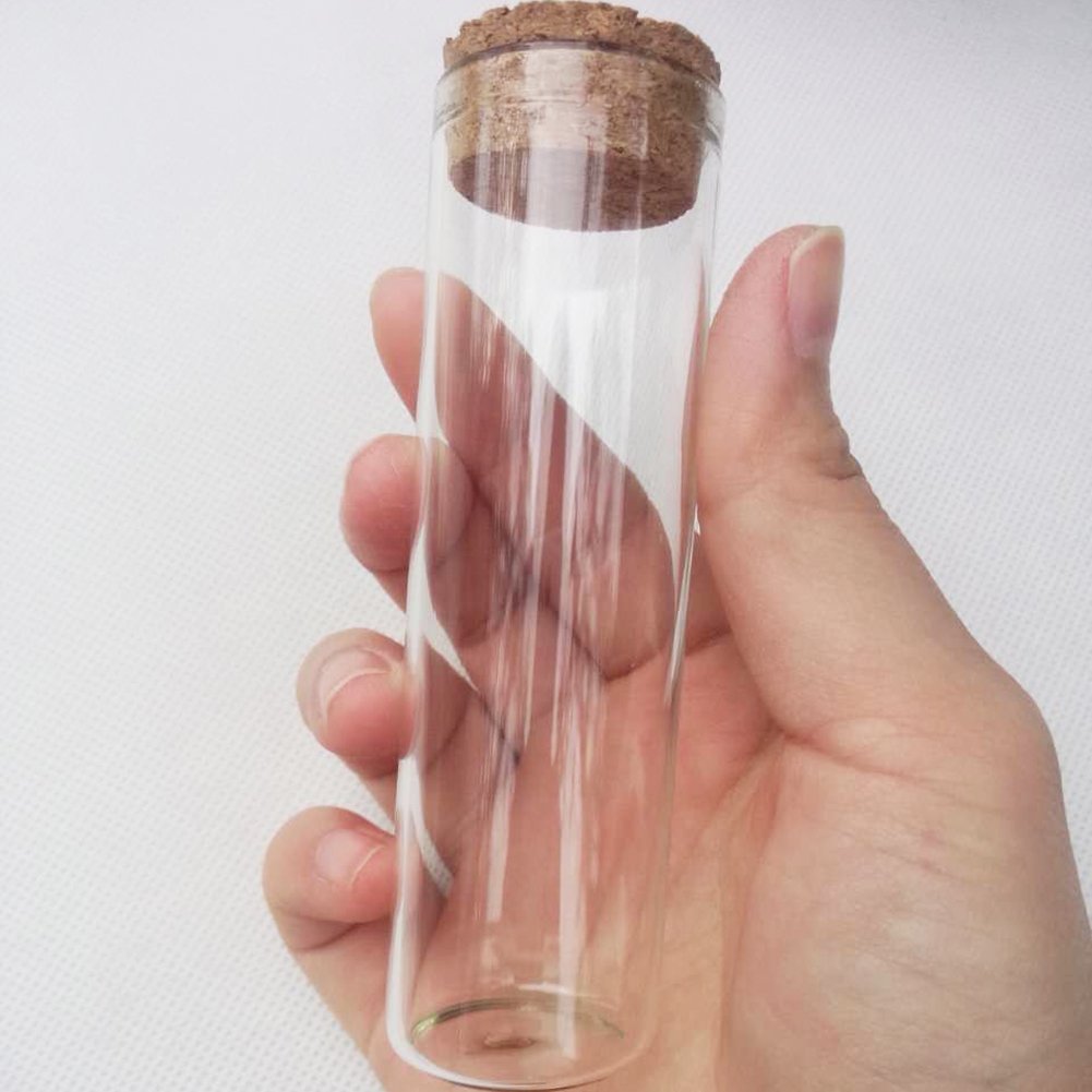 Luo House 10pcs 50ml Small Mini Glass bottles Vials Jars Glass Test Tube with Cork Stoppers 50ml 30x100mm(1.18x3.93inch)