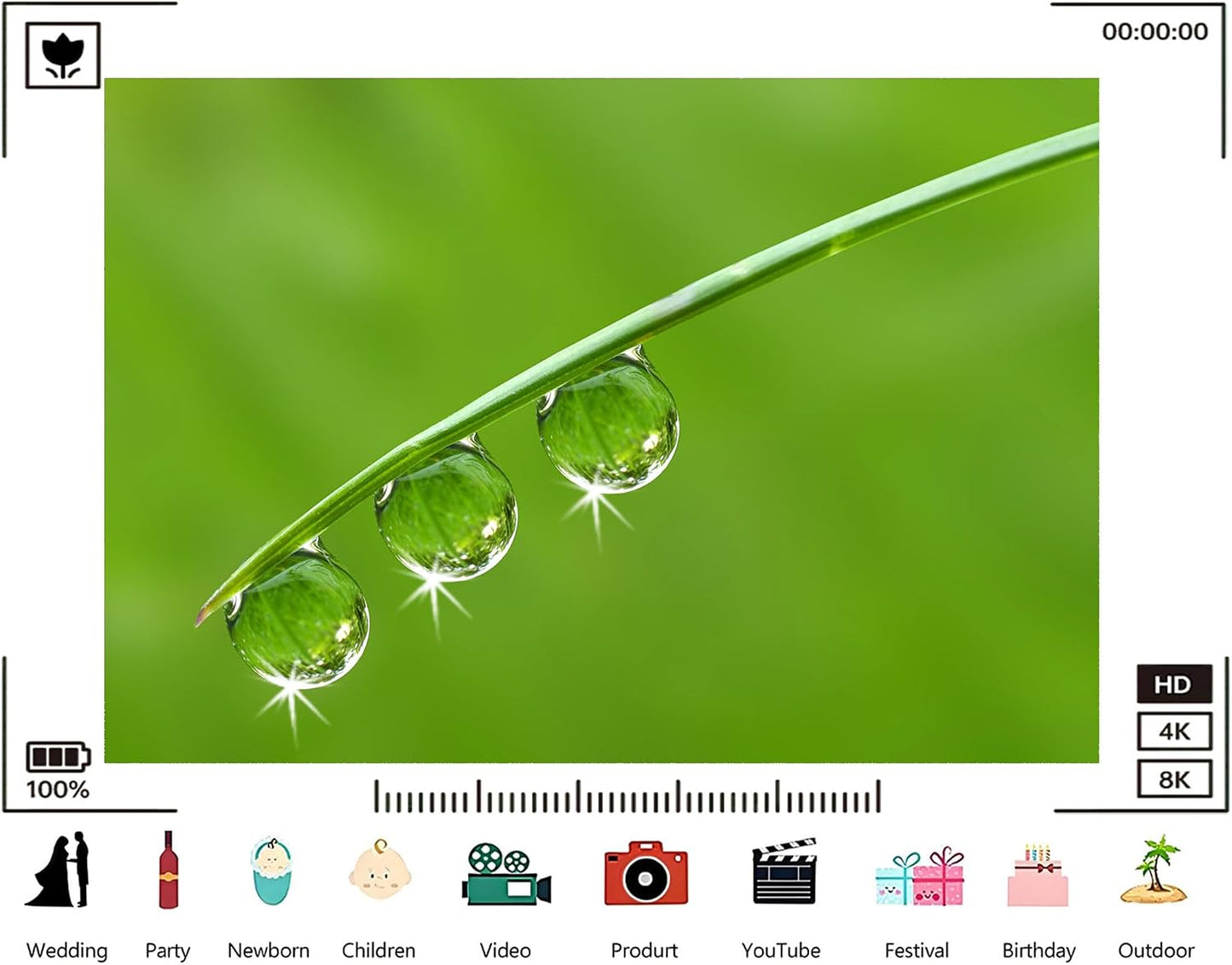 TryKid 5x3ft Green Dewdrop Grass Backdrop Sparkling Water Drop Blade Photography Background Fresh Spring Nature Event