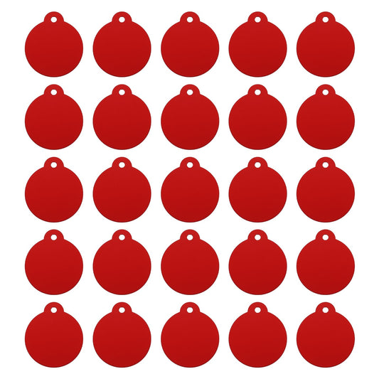 MECCANIXITY Round Laser Engraving Blanks Tags, Stamping Blank Tags, Dog ID Tag, Red DIY Blank Tags for Pet, Pendant Decoration, Craft Tags, Pack of 25