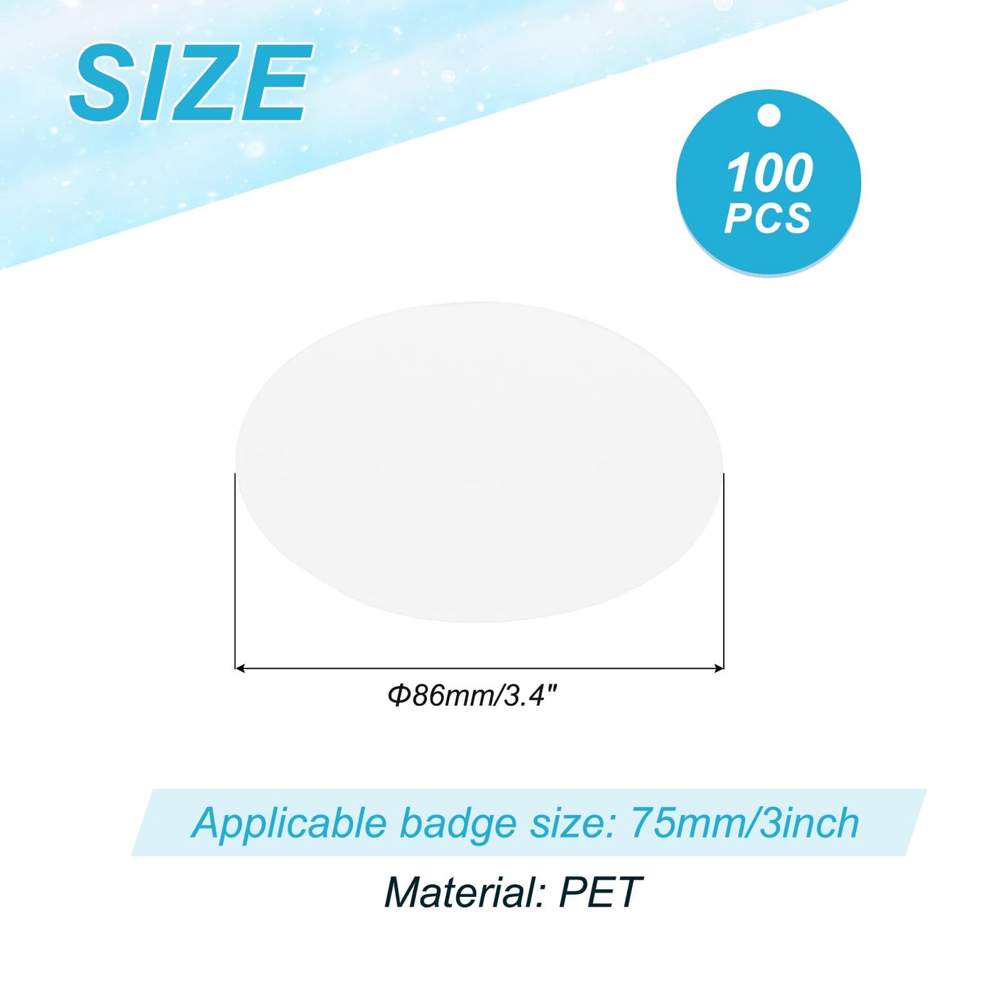 PATIKIL 3.4in (86mm) Button Badge Blank Paper, 100 Pcs Badge for 3 Inch 75mm Round Badge Button Maker Supplies DIY Pattern Painting Handmade Craft