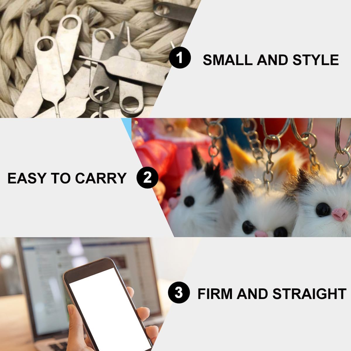 100pcs Homoyoyo Universal Sim Tray Eject Pin Tool Kit, Hard Steel Mobile Phone Card Removal Needle for Smartphones