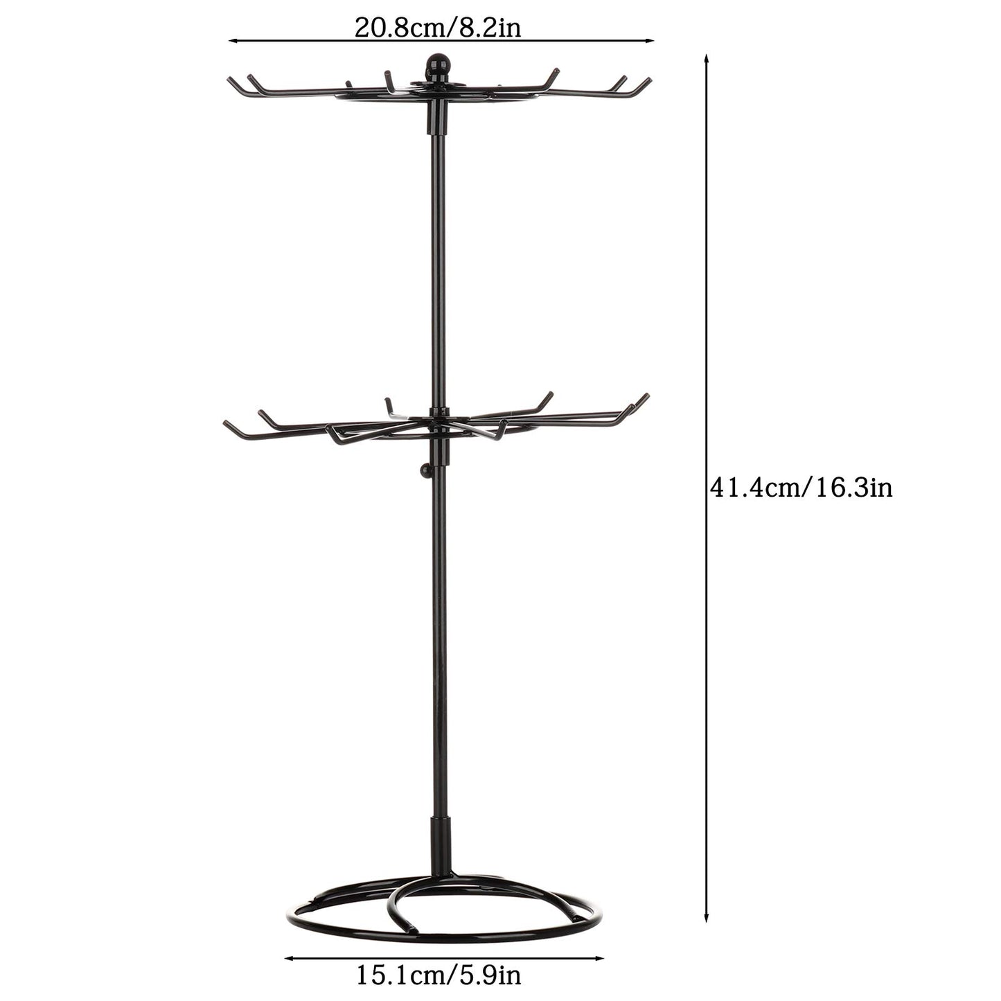 2 Tier Jewelry Display Holder,Retail Spinner Display Stand,Rotating Bracelet Storage Rack,Dressing Table,Black