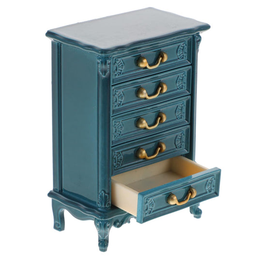 Toyvian Dollhouse Cabinet 1:24 Scale, Miniature Wooden 5-Drawer Dresser Storage Cabinet, Vintage Mini Furniture for Dollhouse Decor, Pretend Play Props & Collectible Accessories