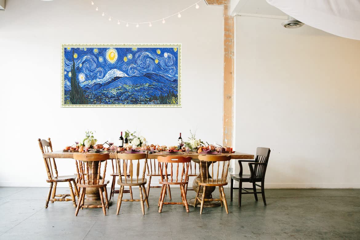 JesMolla DIY 5D Full Round Diamond Painting by Number Kits for Adults, Diamond Painting Kits Round Full Drill Diamond Art Kit Picture Craft for Home Wall Art Decor, 15.8"x33.5" (Starry Night)