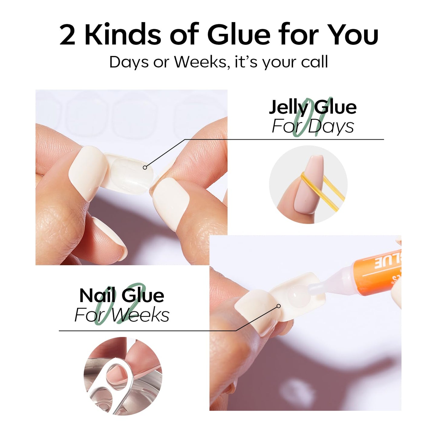 Modelones Extra Short Press on Nails, Dark Green Squoval Fake Nails, Reusable Nail Kit with Nail Glue Adhesive Tabs Mini Nail File, Nails Press Ons 32Pcs 16 Sizes, Women Girl Gift