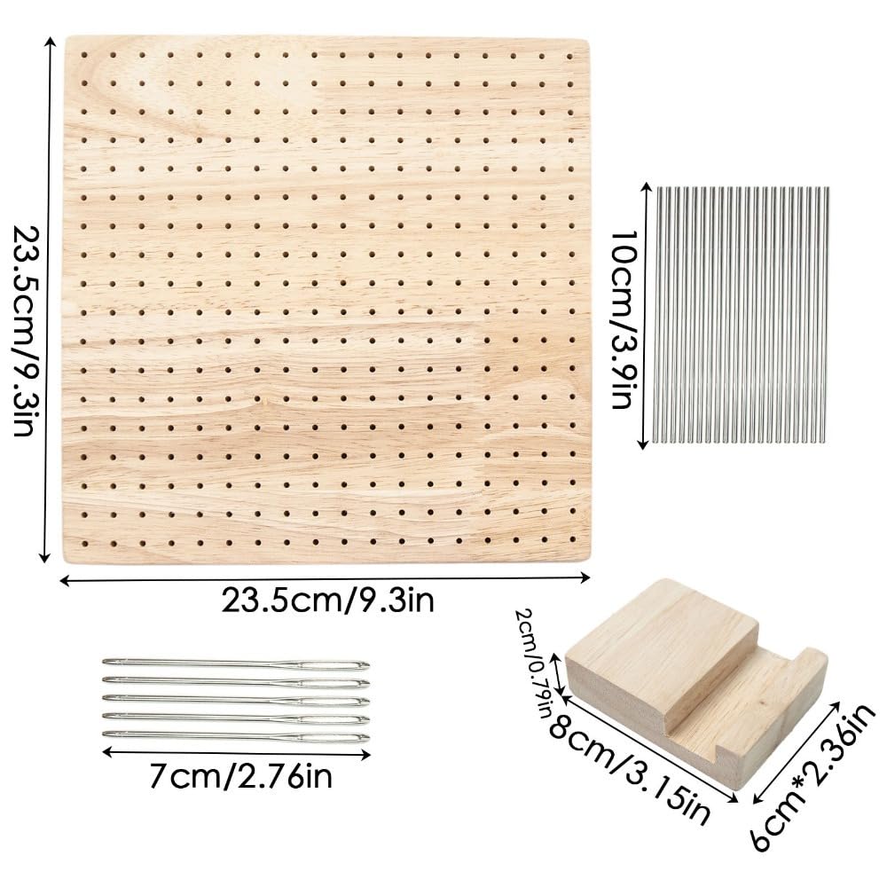 Anu Limen Blocking Board with 20 Steel Pins – DIY Knitting Blocking Mat for Granny Squares, Adjustable Pegs for Crochet Projects, Portable Crafting Tool