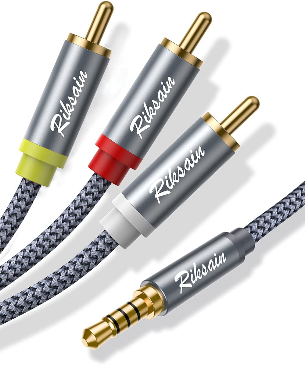 3.5mm 3.3FT/1M 3.5mm 1/8 3-Male MP3, to RCA Cable Audio Video Cables, TRRS to RCA Adapter Stereo AUX Cord AV Cable